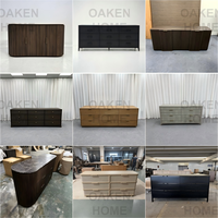 Lemari Bufet Kayu Oak Beralur Modern OAKEN, Meja Ruang Makan, Kredenza Ruang Tamu, Lemari Penyimpanan, Perabot Rumah