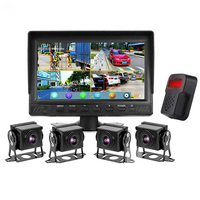 Kit de Cámaras de Reversa AHD de 4 Canales y 1080P con Sistema de Detección de Punto Ciego (BSD) con IA, Monitor IPS de 7 Pulgadas y Alarma por Voz para Camiones y Autobuses