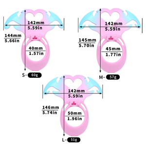Cage de chasteté en résine Devil Heart Sissy, avec anneau de pénis, verrouillage pour bondage masculin, tailles S/M/L, jouet intime BDSM pour adulte, pour l'abstinence. - Product Image 6