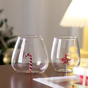 Verre à vin sans pied transparent soufflé à la main pour fête, verre à boire en verre borosilicate avec motif étoile de mer intégré, pour lait et eau - Product Image 1