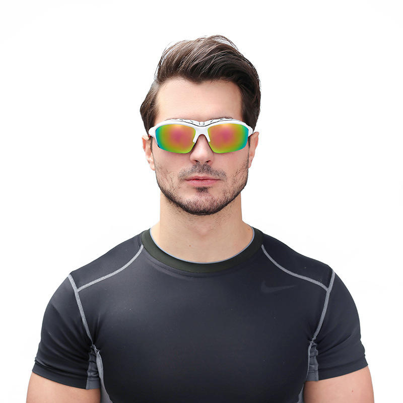 Unisex UV400 Half Frame Cycling Sunglasses New Trend Windproof Sports Eyewear with Blue Lens Made From PC Material