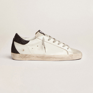 Sneakers in pelle effetto invecchiato da coppia, con tacco glitterato, allacciate, punta tonda, piatte, stile retrò, in pelle bovina, casual, da passeggio, Factory Who - Product Image 6