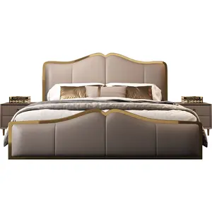 L'ultimo mobile per camera da letto di lusso in italia letto matrimoniale in pelle di fascia alta testiera grande letto king size moderno di lusso
