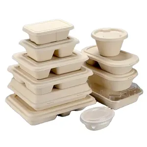 Caja Biodegradable de fibra de caña de azúcar, caja desechable de alimentos, para hamburguesas, respetuosa con el medio ambiente