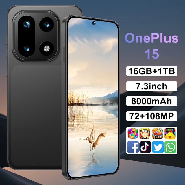 OnePlus 15 Smartphone 7.3" 1440x3040 16GB+1TB 72MP+108MP 8000mAh 12-Core 5G Android 15 Face Unlock GPS Dual SIM TF Slot ULTRA