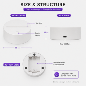 Base <span class=keywords><strong>de</strong></span> veilleuse LED classique à bords arrondis, éclairage décoratif, mode tactile RGB, intensité réglable, alimentation USB, personnalisable OEM - Product Image 6