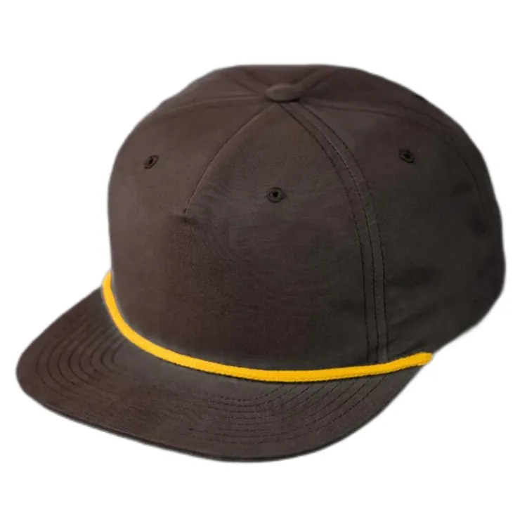 Leere Flat Bill Snapback Hüte für Männer Kunden spezifische unstrukturierte recycelte Nylon 5 Panel Camper Hut mit Seil auf Rechnung