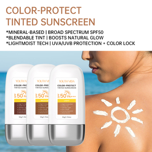 Protector Solar Mineral con Color, Resistente al Agua, con Óxido <span class=keywords><strong>de</strong></span> Zinc, FPS 50, <span class=keywords><strong>para</strong></span> Piel Oscura, Marca Privada, OEM - Product Image 3