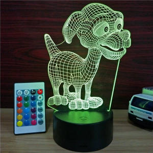 Lampe à illusion 3D fantaisie en forme d'animal, lumière LED de nuit de Noël, adorable chien, lampe de bureau tactile, changement de couleur avec câble USB, cadeau pour enfants - Product Image 3