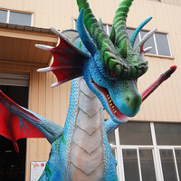 Modèle de dragon occidental animatronique grandeur nature, statue réaliste de dragon ailé en silicone pour la décoration des parcs à thème et des centres commerciaux