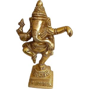PARIJAT HANDICRAFT Shabby Chic Luxury Ganesha Statue Handmade Brass Hindu God for Home Decor Office Pooja <b>Mandir</b> - Product Image 4