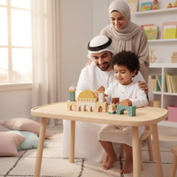 Jouets éducatifs en bois sur le thème de la mosquée islamique pour enfants, ensemble d'architecture islamique, cadeau de l'Aïd, jouet culturel Montessori