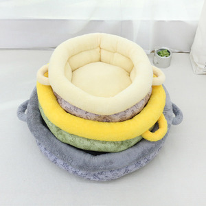 Round Pet <b>Bed</b> Double-Layer Polyester Fiber Cat <b>Dog</b> Nest Warm Winter Sleeping Pad Four Seasons Use - Product Image 4