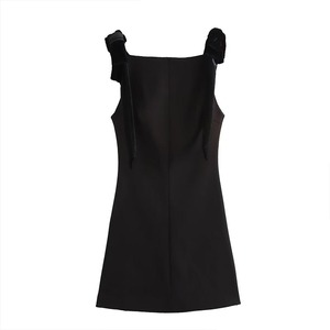 Abbigliamento donna autunno e inverno 2024 nuovo abito da donna retrò senza maniche con fiocco - Product Image 2
