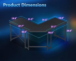 Escritorio de juegos con luces LED RGB ajustables personalizadas, <span class=keywords><strong>Mesa</strong></span> de Metal y madera, <span class=keywords><strong>mesa</strong></span> de ordenador para jugadores de PC con portavasos de superficie de carbono - Product Image 6