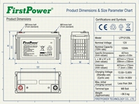 FirstPower LFP12120L 12V 120Ah de Gran Capacidad para RV, Yate, Estación de Energía Solar Fuera de la Red, Energía de Respaldo Comercial e Industrial