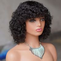 Perruque Amygirl bouclée africaine, fabriquée à la machine, 100% cheveux indiens Remy, sans colle, longueur 10 pouces, densité 180%, qualité 8A-12A, 1 pièce, couleur claire