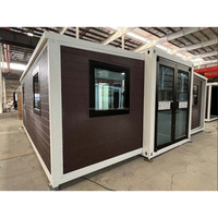 Maison conteneur extensible à double aile avec section de terrasse rétractable, cabine mobile, revêtement de sol en SPC (plastique et pierre) et étanche