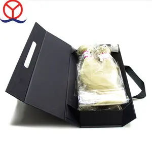 Di lusso di grandi dimensioni personalizzato pieghevole magnetica nero bianco carta cartone paniere contenitore di regalo con il nastro