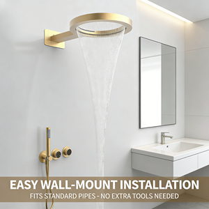 Robinetterie de Douche Pluie Baignoire Encastrée en Laiton, Tête de Douche Digitale de Salle de Bain en Acier Inoxydable 304, Ensemble Luxueux - Product Image 4