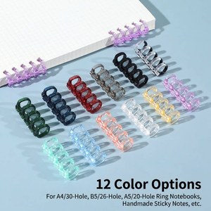 Anillas <span class=keywords><strong>de</strong></span> 5 orificios para hojas sueltas, anillas <span class=keywords><strong>de</strong></span> encuadernación desmontables DIY, anillas <span class=keywords><strong>de</strong></span> plástico coloridas para encuadernación - Product Image 2