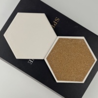 Sous-verres personnalisés de haute qualité, écologiques et durables, en céramique, design hexagonal, base en liège, impression UV, blancs, souvenirs, artisanat