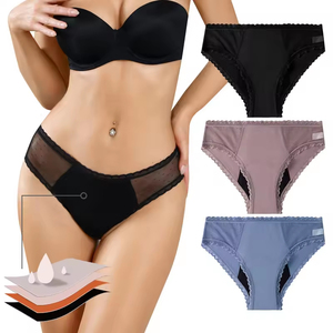Sous-vêtements en dentelle de coton pour femmes Culottes taille haute Vente chaude Culottes brodées pour femmes pour les règles - Product Image 1