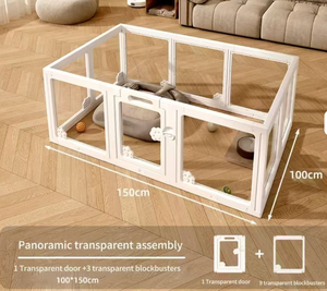 Clôture pour animaux de compagnie en plastique acrylique motif solide intérieur sûr et facile à assembler pour petits et moyens chiots chiens au design moderne parc pour chiens - Product Image 2