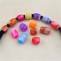 Lingxing 1 sac de perles acryliques colorées en forme de cœur à gros trous, lot en vrac pour perruques, dreadlocks, tresses, décorations et perlage DIY