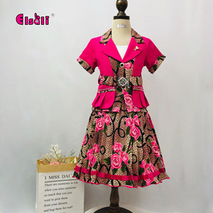 Elsali 2025 Design unique fleur imprimé léopard vêtements pour enfants manches courtes 3 pièces queue manteau filles jupe ensembles avec <span class=keywords><strong>ceinture</strong></span> - Product Image 5