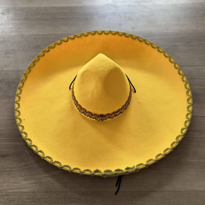 Sombrero de Ala Ancha Negro de Felpa Estilo Mexicano para Adultos, Sombrero de Fiesta, Protección Solar para Otoño e Invierno - Product Image 3