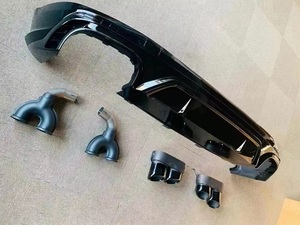 Diffuseur de pare-chocs arrière noir brillant avec embouts d'échappement quadruples pour Audi Q5 SQ5 B9 FY 2018-2021 - Product Image 3