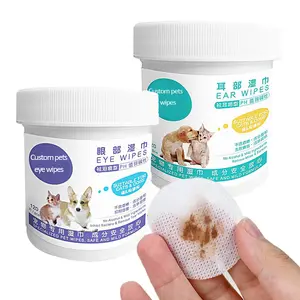 Professional Pets Wipes Manufacturer Custom Dogs Cats Eyes Cleaner Pets Tear Stain Remover 100pcs Cleaning Wipes