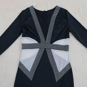 2021 vestido sexy un pezzo patchwork aderente fessura midi vestito club <span class=keywords><strong>abbigliamento</strong></span> donna - Product Image 2