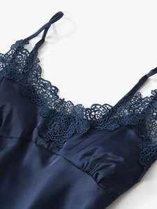 Pijamas de Invierno para Mujer al por Mayor, Diseño Nuevo Personalizado, Talla Grande, Térmicas, Sólidas, de Seda Suave con Borde de Encaje, Cuatro Piezas, Ropa de Dormir de Algodón para el Hogar - Product Image 2