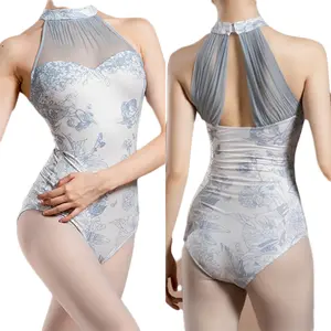 Sleeveless Sexy Leotards Dance Clothing Straps Ballet Leotards Adults Women Gymnastic Practice Printing Training Dance Wear