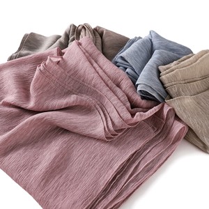 New Arrival Mist Texture Crinkled Plaid <b>Chiffon</b> Hijab Long <b>Scarf</b> Soft Flowy Islamic Women <b>Chiffon</b> Hijab Warm Colors Shawl - Product Image 1