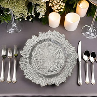 Plaques de recharge réutilisables or argent bleu et récif de 13 pouces en plastique PP Fournitures de décoration de table pour mariage et fêtes