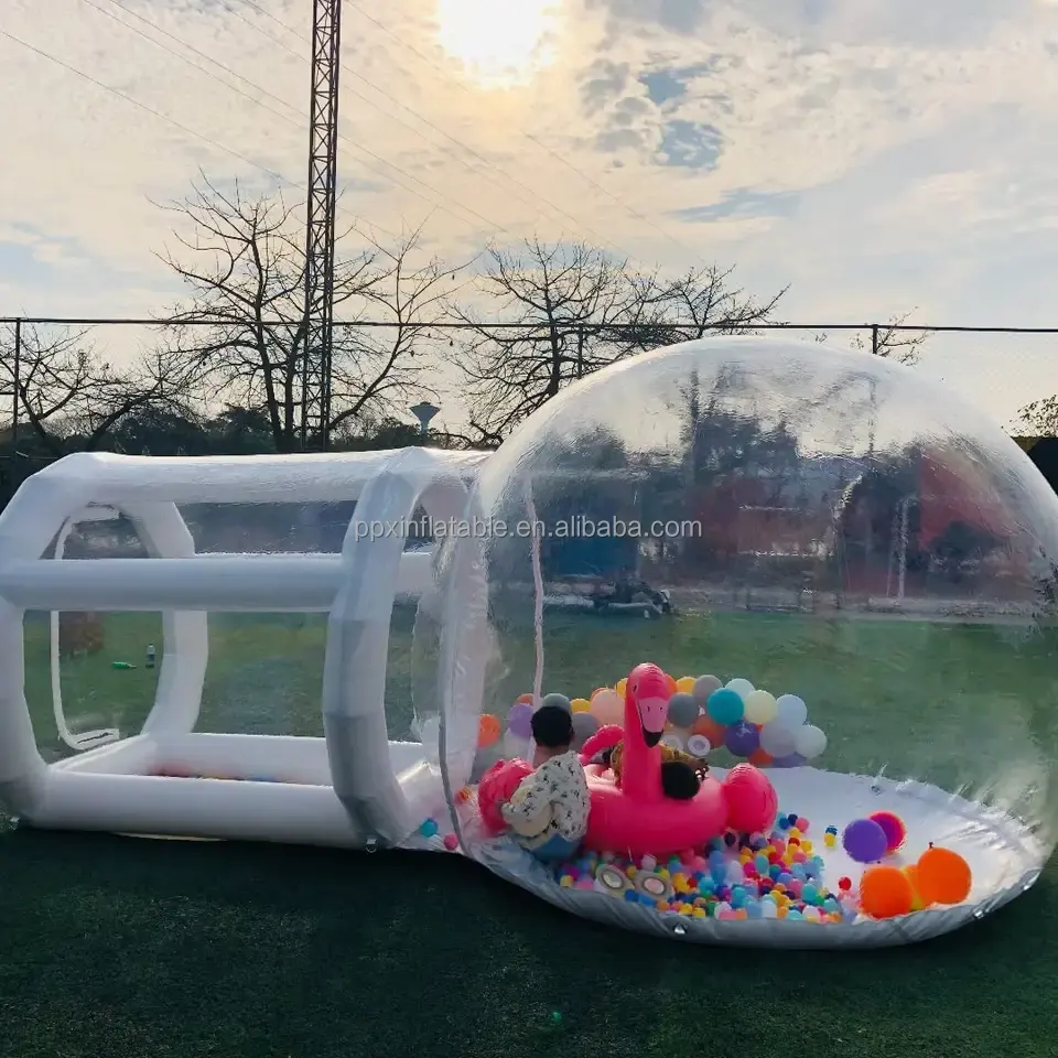 Niños boda fiesta diversión casa gigante claro inflable cristal iglú cúpula transparente inflable burbuja tienda globos casa