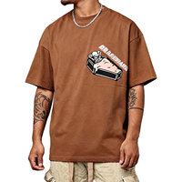 T-shirts de créateur en coton à logo personnalisé, en boîte de luxe, à épaules tombantes, logo surdimensionné, coupe ample, t-shirt lourd pour hommes