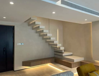 Escalier flottant intérieur sur mesure en verre de luxe léger pour Loft, Villa, Art Duplex, Maison à niveaux superposés