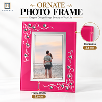 Cadre photo en verre orné de luxe avec décoration en cristal, cadre photo décoratif moderne pour bureau, maison, cadeau de mariage