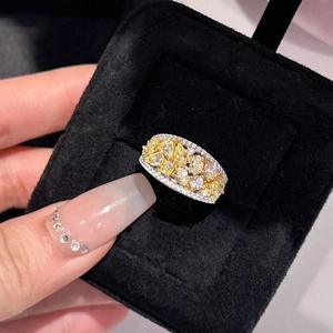 Anillo de Plata Pura S925 con Diamante de Alto Contenido de Carbono, Estilo Vintage de Círculo Completo con Microincrustaciones de Burbujas Naranjas, Anillo de Lujo Ligero - Product Image 5