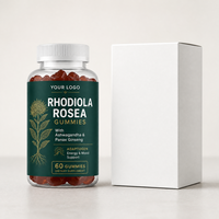 Gummies de Rhodiola Rosea en vrac, Complexe Adaptogène, Formule Personnalisée, Flacon de 60 Pièces