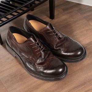 Zapatos Oxford Casuales de Vestir para Hombre, Hechos a Mano, de Alta Calidad, Personalizados, con Punta en Pico, con Cordones, Parte Superior de Cuero Transpirable, Antideslizantes, Ligeros, para Oficina - Product Image 1