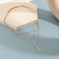 Collier double multicouche en cuivre avec chaîne maille forçat, motif rayures verticales, pour femme, style sportif, transfrontalier
