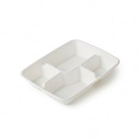 Barquette jetable blanche en bagasse de canne à sucre recyclée, moulée, biodégradable et écologique, à 4/5/6 compartiments