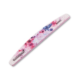 80,100,150,180,240,320 Grit Nails Polish Flower Half-moon File 17.8*2.9cm Emery Washable Nail Art Tools File TPF001