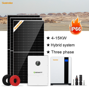 Sistema solar híbrido todo en uno Sunroko 5000W 8Kw 10 Kva 12Kw 15Kw Sistema de almacenamiento de energía solar trifásico <span class=keywords><strong>Precio</strong></span> de fábrica - Product Image 1
