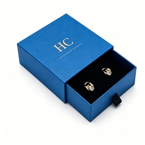 Elite Custom Foil Stamping Logo Jewelry Slide Box Velvet Insert Drawer Earring Case Elegant Personalized Packaging Supply Vendor - Product Image 3